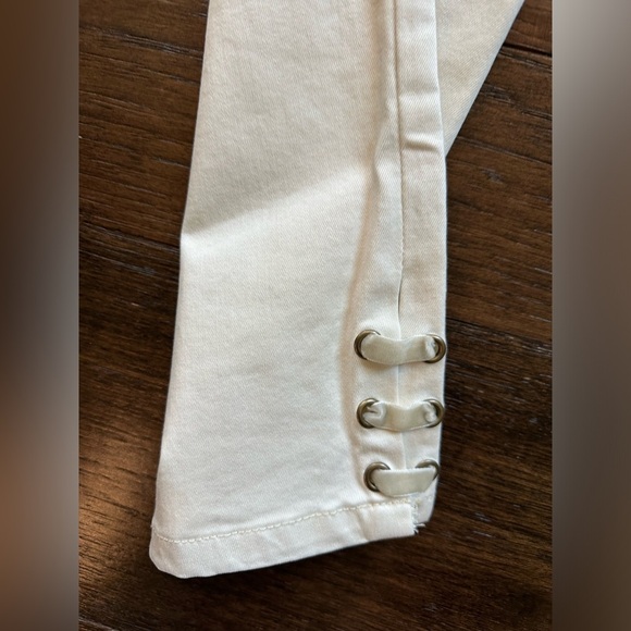 CHARLIE B Women's Off-White Skinny Jeans with Tie Leg- size 14 - Picture 5 of 7